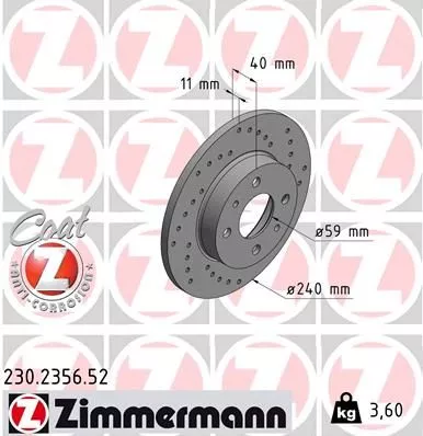 Brake Disc ZIMMERMANN 230.2356.52)
