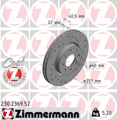 Brake Disc ZIMMERMANN 230.2369.52)
