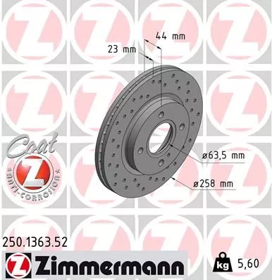 Remschijf ZIMMERMANN 250.1363.52)