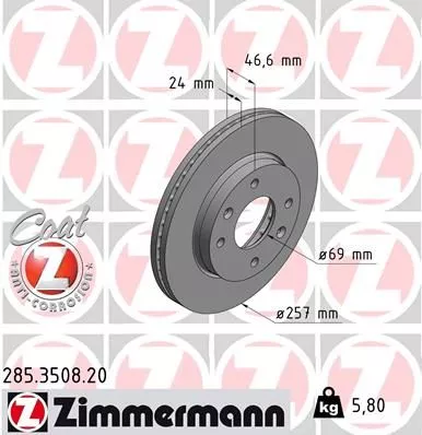 Remschijf ZIMMERMANN 285.3508.20)