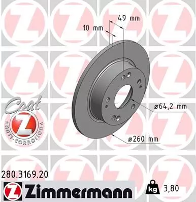 Remschijf ZIMMERMANN 280.3169.20)