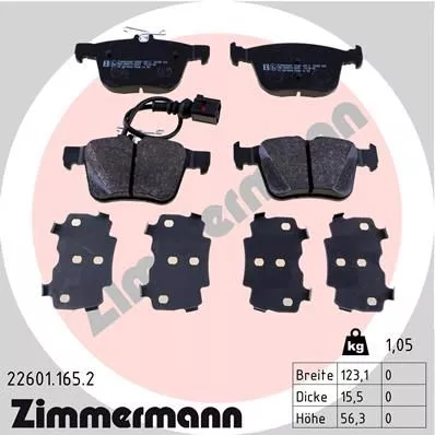 Brake Pad Set, disc brake ZIMMERMANN 22601.165.2)