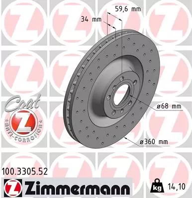 Remschijf ZIMMERMANN 100.3305.52)