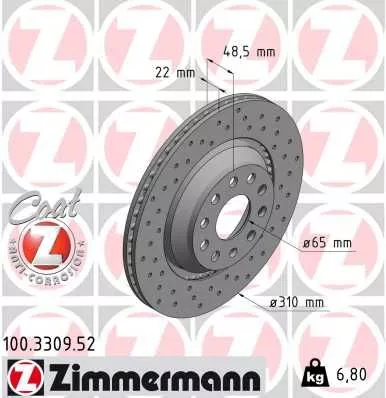 Brake Disc ZIMMERMANN 100.3309.52)