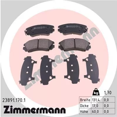 Brake Pad Set, disc brake ZIMMERMANN 23891.170.1)