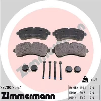 Remblokkenset, schijfrem ZIMMERMANN 29200.205.1)