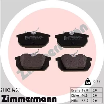 Brake Pad Set, disc brake ZIMMERMANN 21103.145.1)