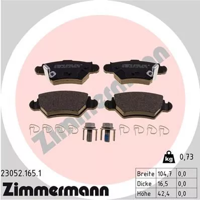 Brake Pad Set, disc brake ZIMMERMANN 23052.165.1)