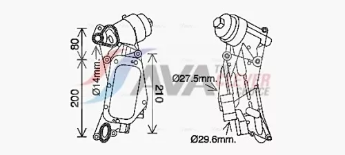 Oliekoeler, motorolie AVA QUALITY COOLING OL3684H)