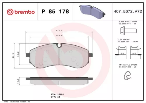 Remblokkenset, schijfrem BREMBO P 85 178)