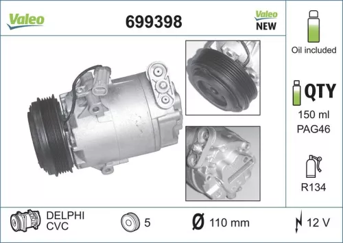 Compressor, airconditioning VALEO 699398)