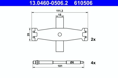 Accessoirekit, schijfremblokken ATE 13.0460-0506.2)