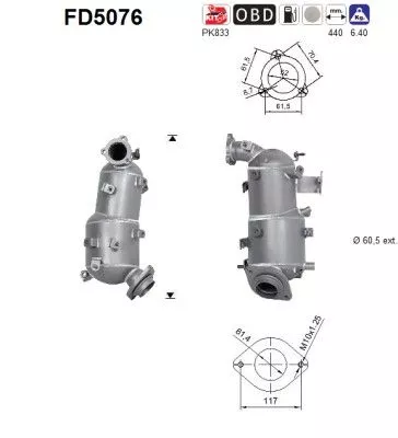 Roet-/deeltjesfilter, uitlaatsysteem AS FD5076)