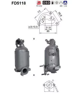 Roet-/deeltjesfilter, uitlaatsysteem AS FD5118)