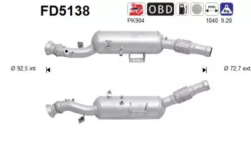 Roet-/deeltjesfilter, uitlaatsysteem AS FD5138)