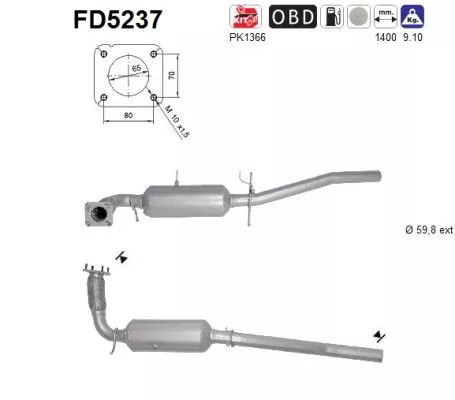 Roet-/deeltjesfilter, uitlaatsysteem AS FD5237)