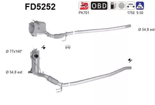 Roet-/deeltjesfilter, uitlaatsysteem AS FD5252)