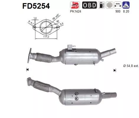 Roet-/deeltjesfilter, uitlaatsysteem AS FD5254)