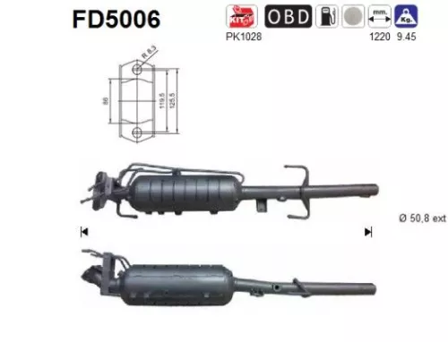 Roet-/deeltjesfilter, uitlaatsysteem AS FD5006)