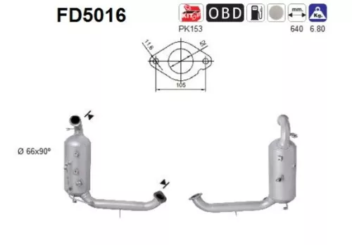 Roet-/deeltjesfilter, uitlaatsysteem AS FD5016)