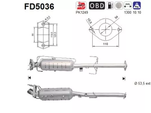 Roet-/deeltjesfilter, uitlaatsysteem AS FD5036)