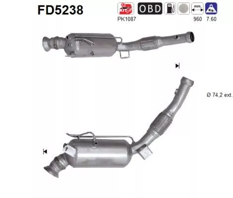 Roet-/deeltjesfilter, uitlaatsysteem AS FD5238)