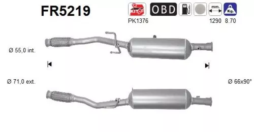 Roet-/deeltjesfilter, uitlaatsysteem AS FR5219)