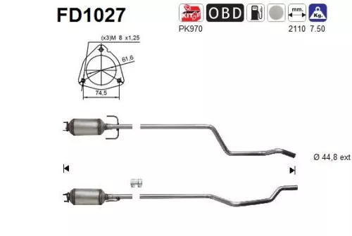 Roet-/deeltjesfilter, uitlaatsysteem AS FD1027)