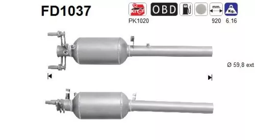 Roet-/deeltjesfilter, uitlaatsysteem AS FD1037)