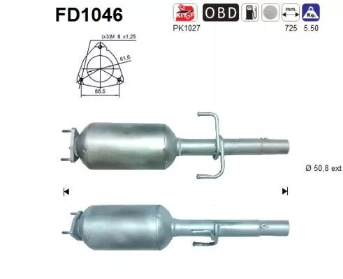 Roet-/deeltjesfilter, uitlaatsysteem AS FD1046)