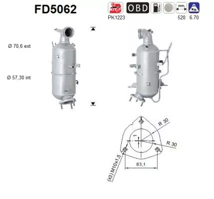 Roet-/deeltjesfilter, uitlaatsysteem AS FD5062)