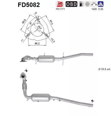 Roet-/deeltjesfilter, uitlaatsysteem AS FD5082)