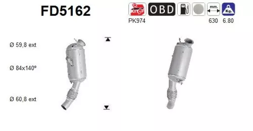Roet-/deeltjesfilter, uitlaatsysteem AS FD5162)