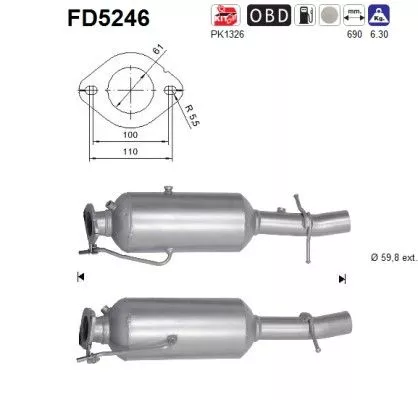 Roet-/deeltjesfilter, uitlaatsysteem AS FD5246)