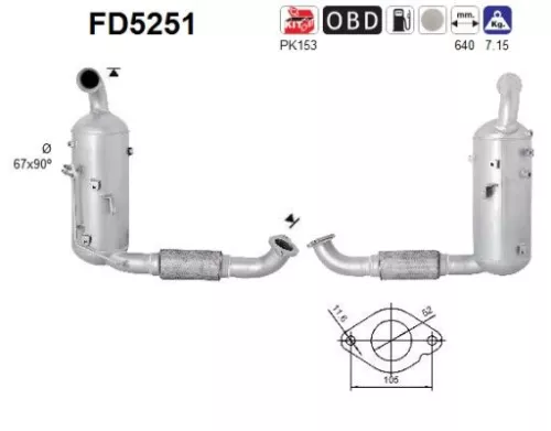 Roet-/deeltjesfilter, uitlaatsysteem AS FD5251)