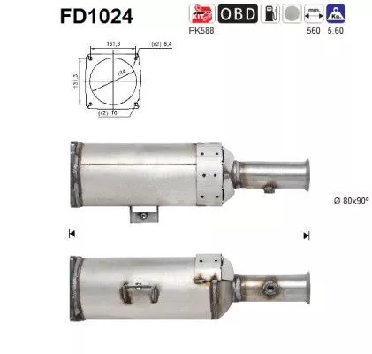 Roet-/deeltjesfilter, uitlaatsysteem AS FD1024)