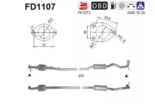Roet-/deeltjesfilter, uitlaatsysteem AS FD1107)