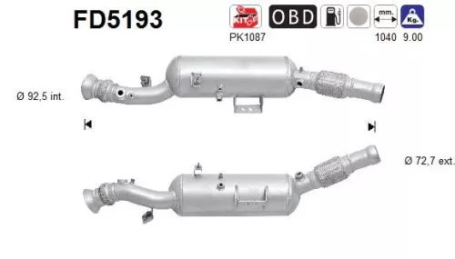 Roet-/deeltjesfilter, uitlaatsysteem AS FD5193)