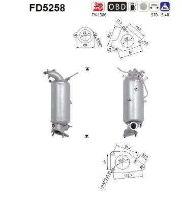 Roet-/deeltjesfilter, uitlaatsysteem AS FD5258)