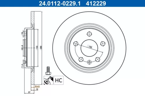 Remschijf ATE 24.0112-0229.1)