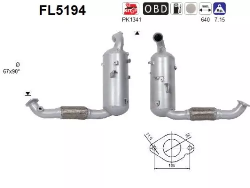 Roet-/deeltjesfilter, uitlaatsysteem AS FL5194)