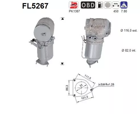 Roet-/deeltjesfilter, uitlaatsysteem AS FL5267)