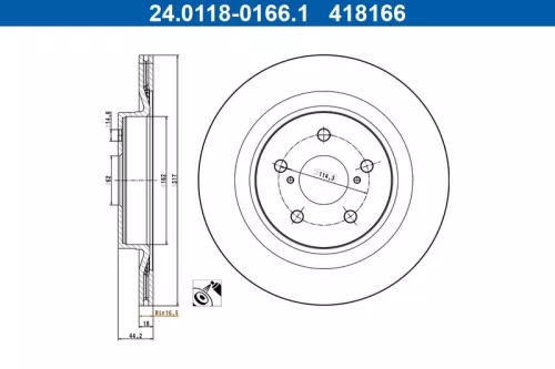 Remschijf ATE 24.0118-0166.1)