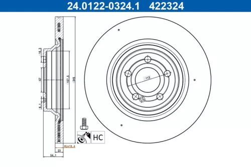 Remschijf ATE 24.0122-0324.1)