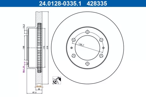 Remschijf ATE 24.0128-0335.1)