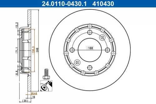 Remschijf ATE 24.0110-0430.1)