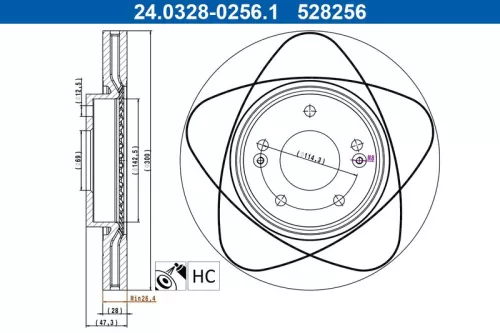 Remschijf ATE 24.0328-0256.1)