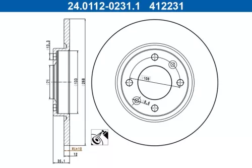 Remschijf ATE 24.0112-0231.1)