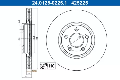 Remschijf ATE 24.0125-0225.1)