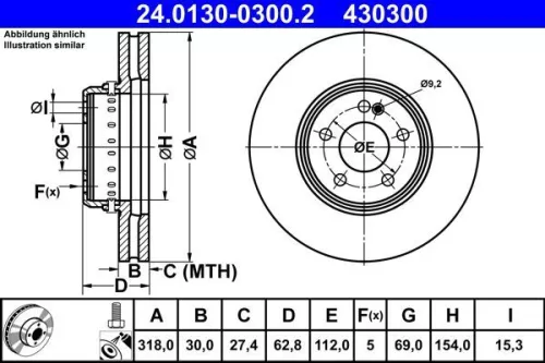 Remschijf ATE 24.0130-0300.2)
